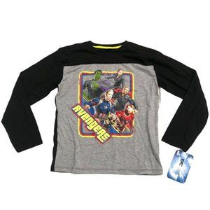 Marvel Avengers Superheros Graphic Long Sleeve Shirt Black Gray 7 Boys Kids